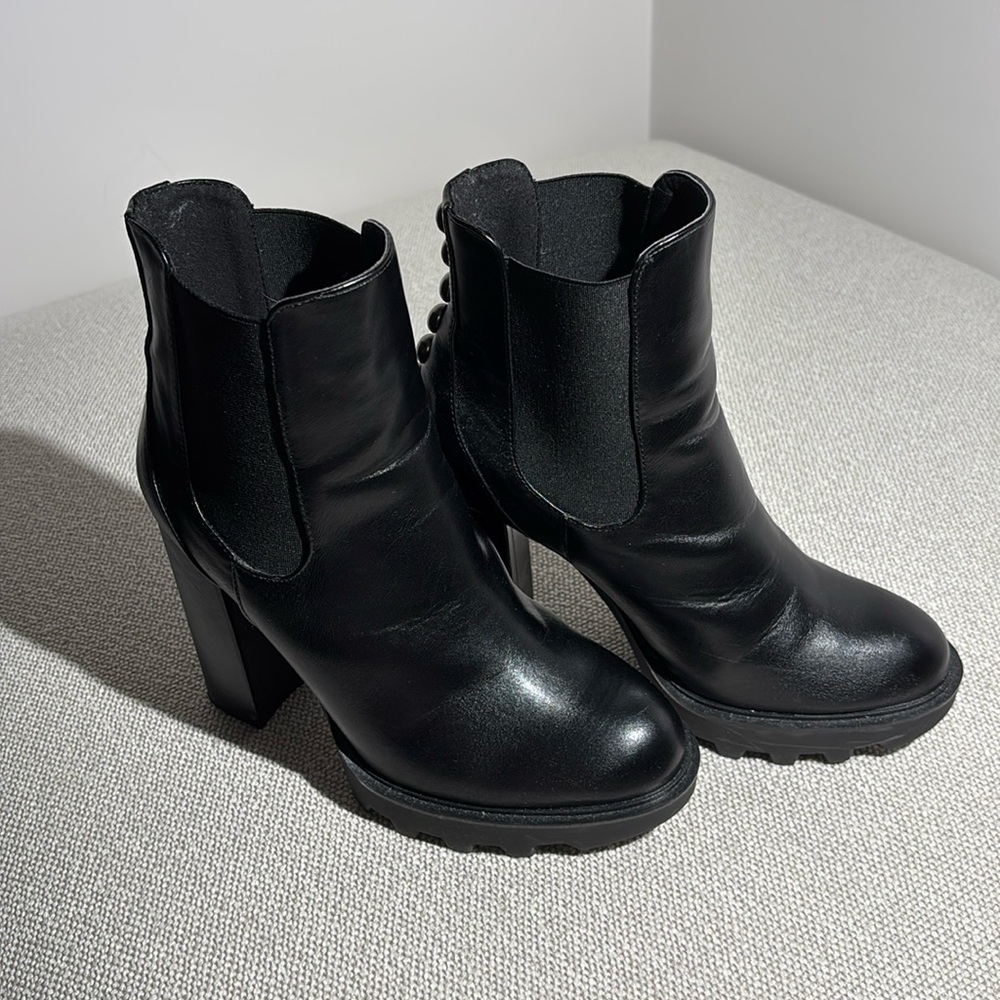 Nasty Gal Black Heeled Boots with Chunky High Heel